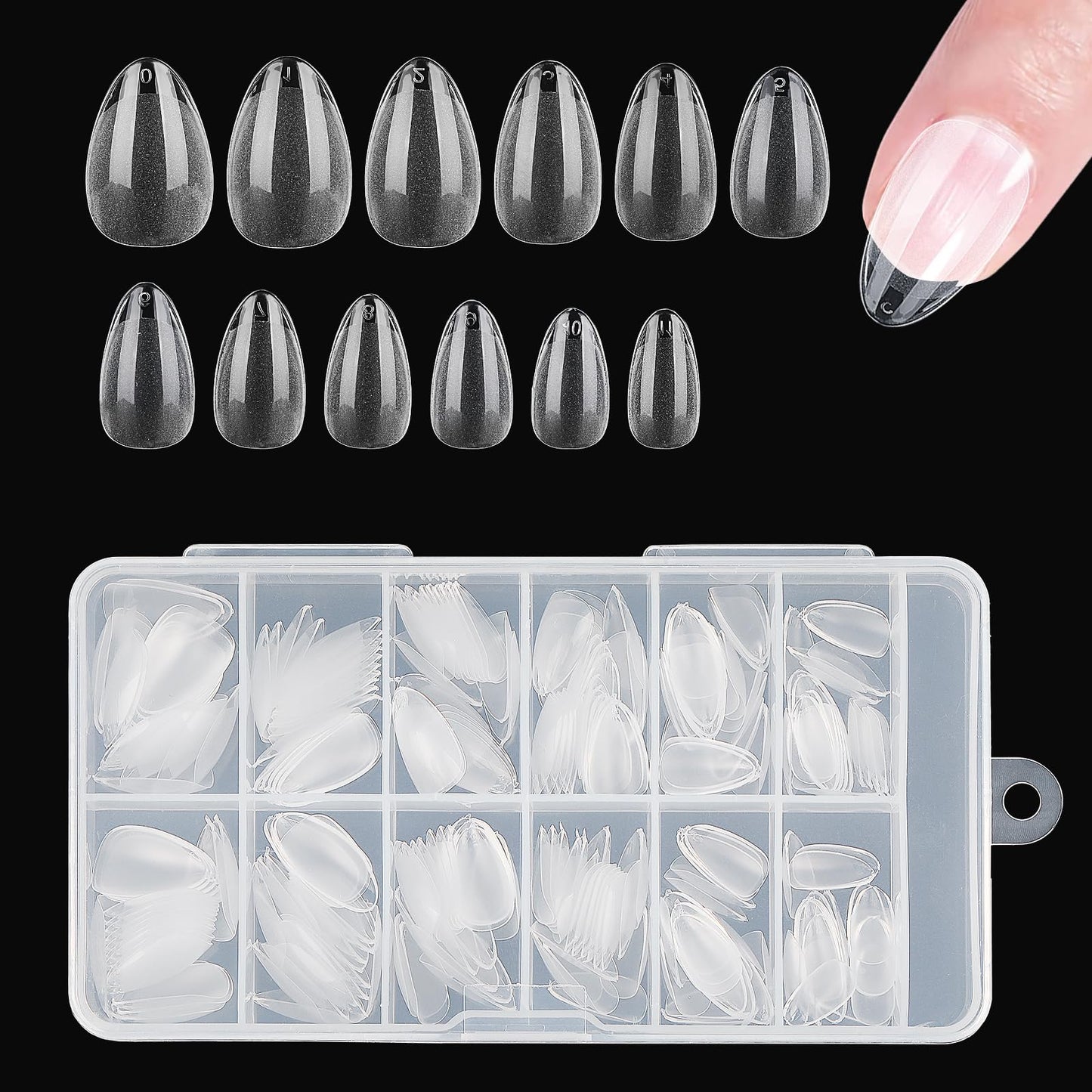 Lusofie 240Pcs Extra Short Almond Nail Tips Pre-Filed Half Matte Press on Short Almond Nail Tips Clear Acrylic Full Cover Fake Short Almond Gel X Tips for Nail Extensions(XS)