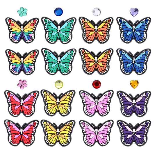 Yolev 24pcs Butterfly Shoe Charms Fits for Shoes Bracelets Wristbands Colors Cute PVC for Shoe Decorations