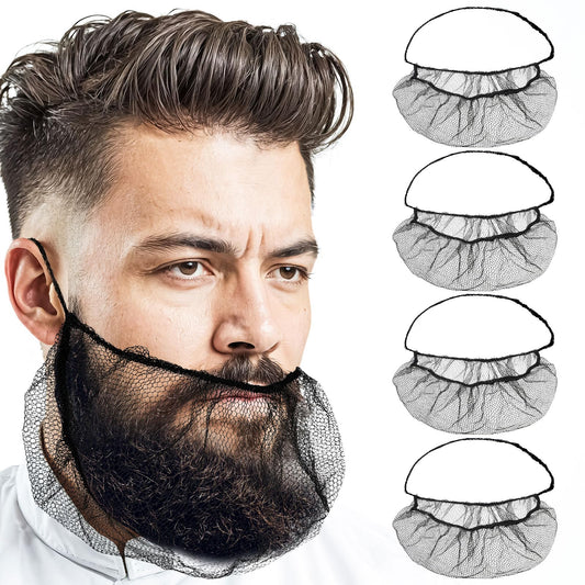 Lusofie 100Pcs Disposable Beard Net Elastic Breathable Beard Covers Honeycomb Nylon Beard Nets For Kitchen Restaurant Laboratory Food Service Worker