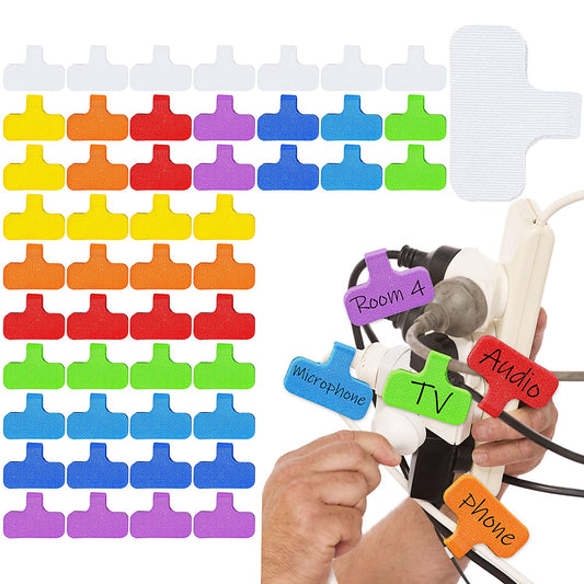 Lusofie 50Pcs Cord Labels Cable Labels Hook and Loop Wire Labels Writable Identificative Cable Label Tags for Electronics Computers Cable Management and Identification