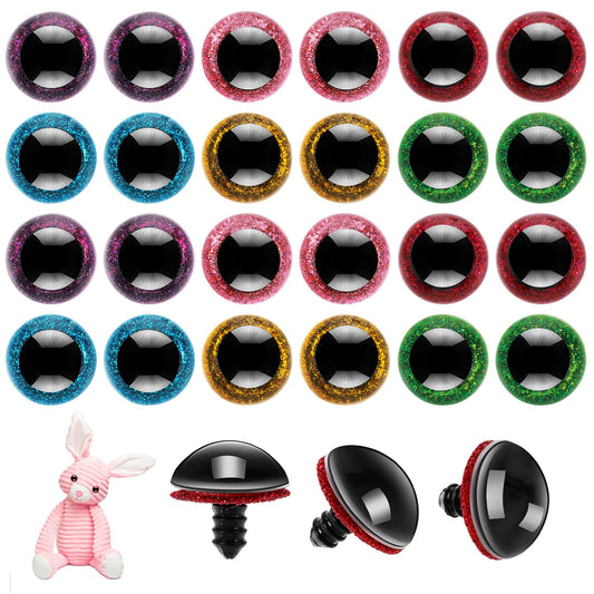 Tucnoeu 120pcs 20mm Safety Eyes for Crochet Toys,Glitter Plastic Safety Eyes with Washers,Crochet Plushies Eyes,Stuffed Animal Eyes for DIY of Puppet, Bear, Toy Halloween Decorations
