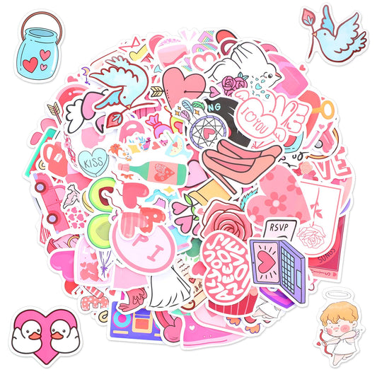 100pcs Small Love Stickers,Romantic Heart Stickers,Cute Cartoon Stickers,Valentines Day Stickers for Envelopes Scrapbooking Phone Water Bottles Laptop Wedding Car Window