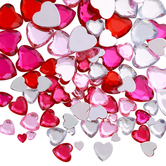 Lusofie 516Pcs Acrylic Heart Rhinestone Flatback Rhinestones Heart Crystal Gems Heart Rhinestone for Valentine's Day Wedding Decoration DIY Crafts Vase Filler(4 Colors, 18mm, 12mm, 10mm, 6mm)