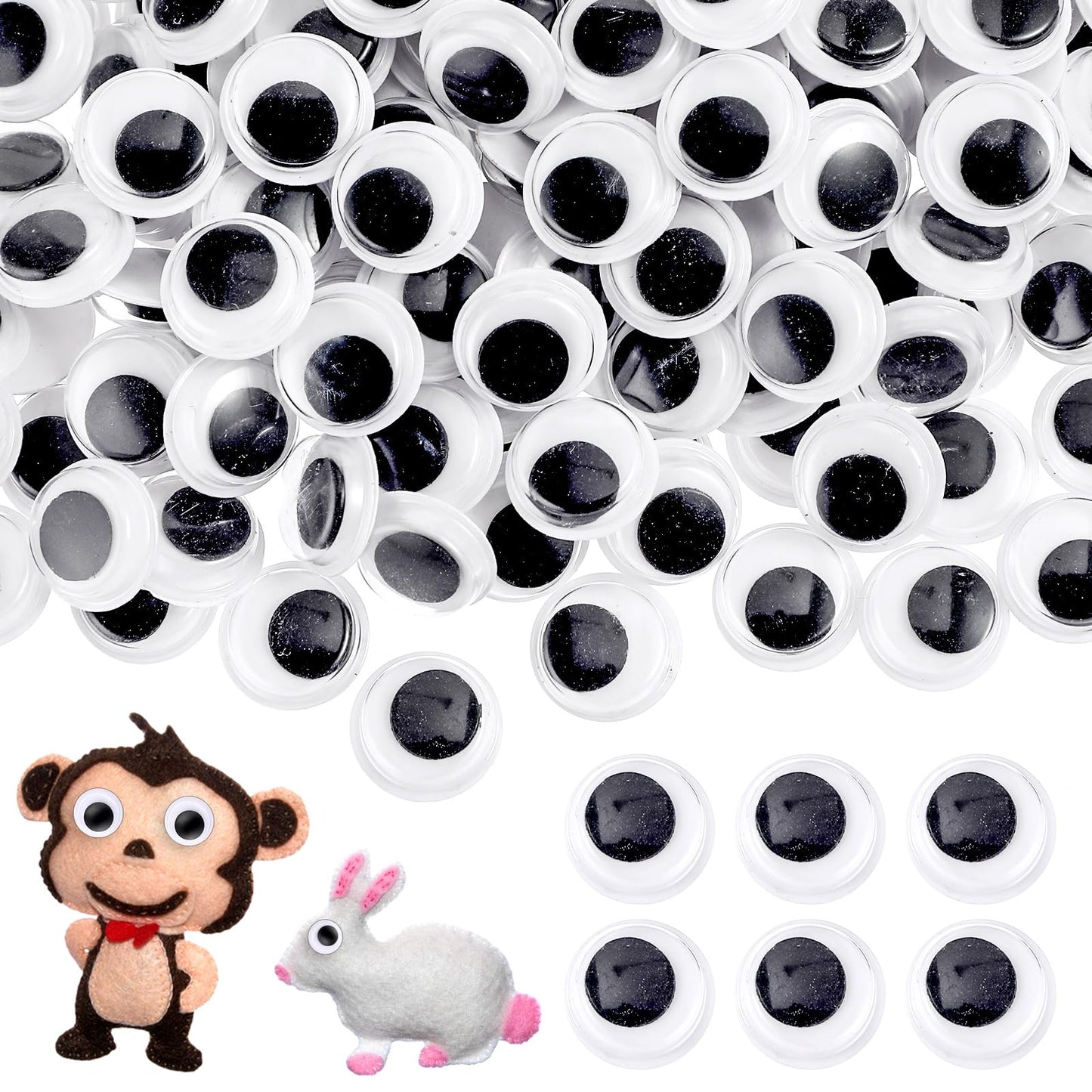 Lusofie 300 Pcs Black White Googly Eyes Prank Wiggle Eyes Plastic Googly Eyes self Adhesive for DIY Crafts Projects School Halloween Christmas DIY Craft Supplies