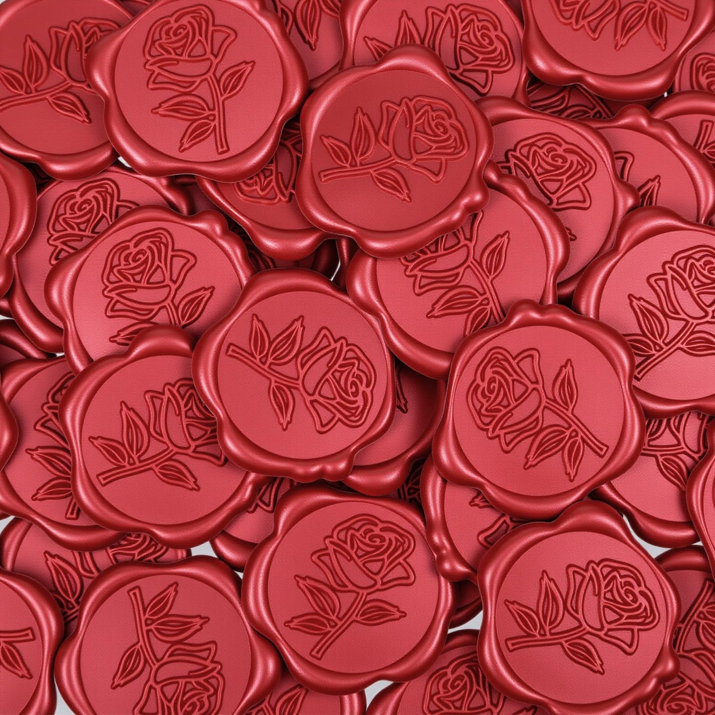 50 Pcs Rose Wax Seal Stickers Red Envelope Wax Stickers for Envelopes Wedding Adhesive Waxs Stamp Sticker Decals for Invitation Christmas Gift Wrapping Greeting Cards Baby Shower