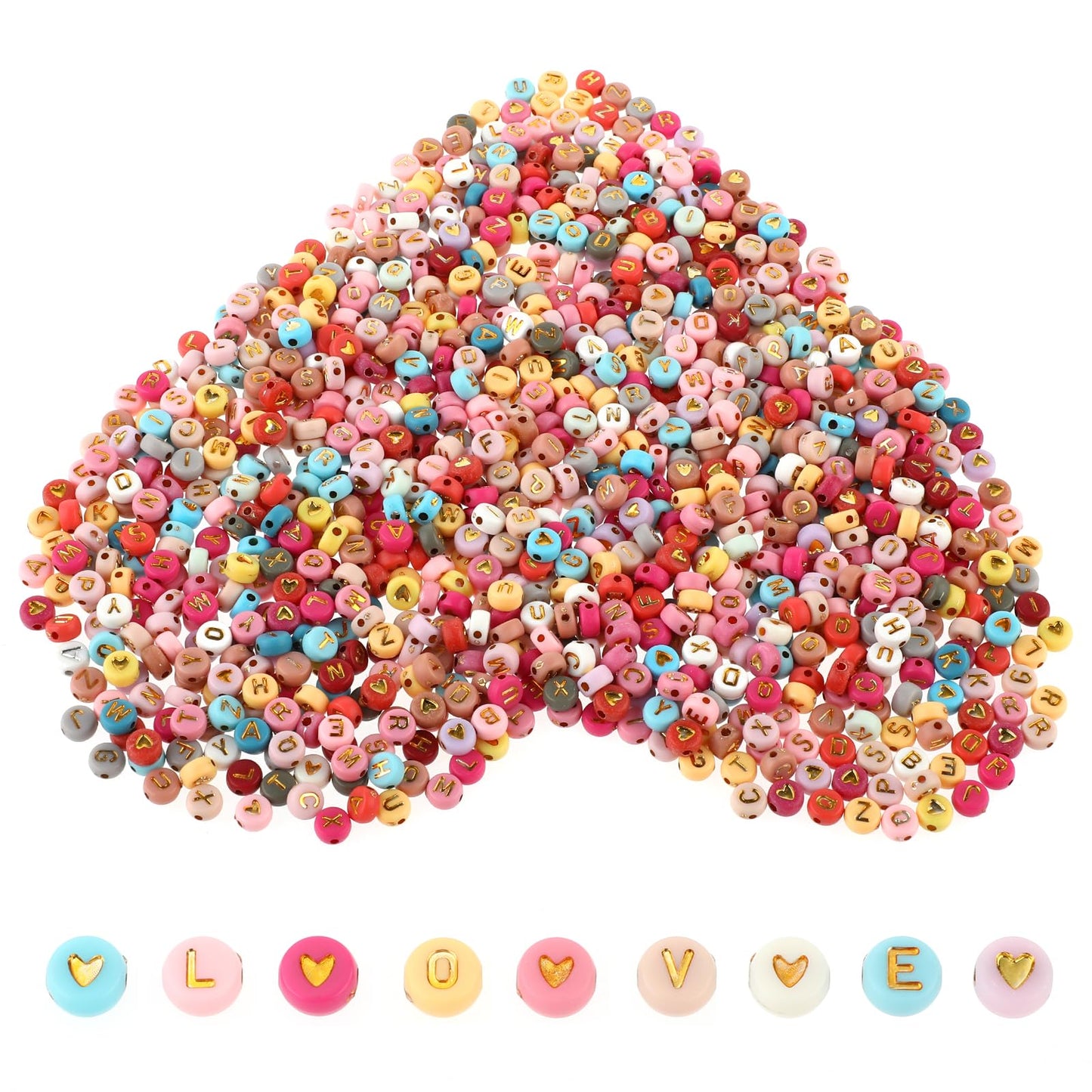 1000pcs Acrylic Letter Beads Alphabet Beads Mixed A-Z Alphabet Letter Beads and Heart Beads Colorful Bracelet Making Letter Beads for DIY Bracelet Necklace Jewelry Making