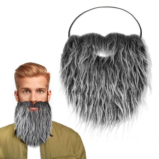 Fake Beard Costume Realistic Beard with Elastic Rope Easy To Wear Fake Mustache Old Man Woman Costume Beard For Adult Halloween Christmas Cosplay Party Accessories(Grey)