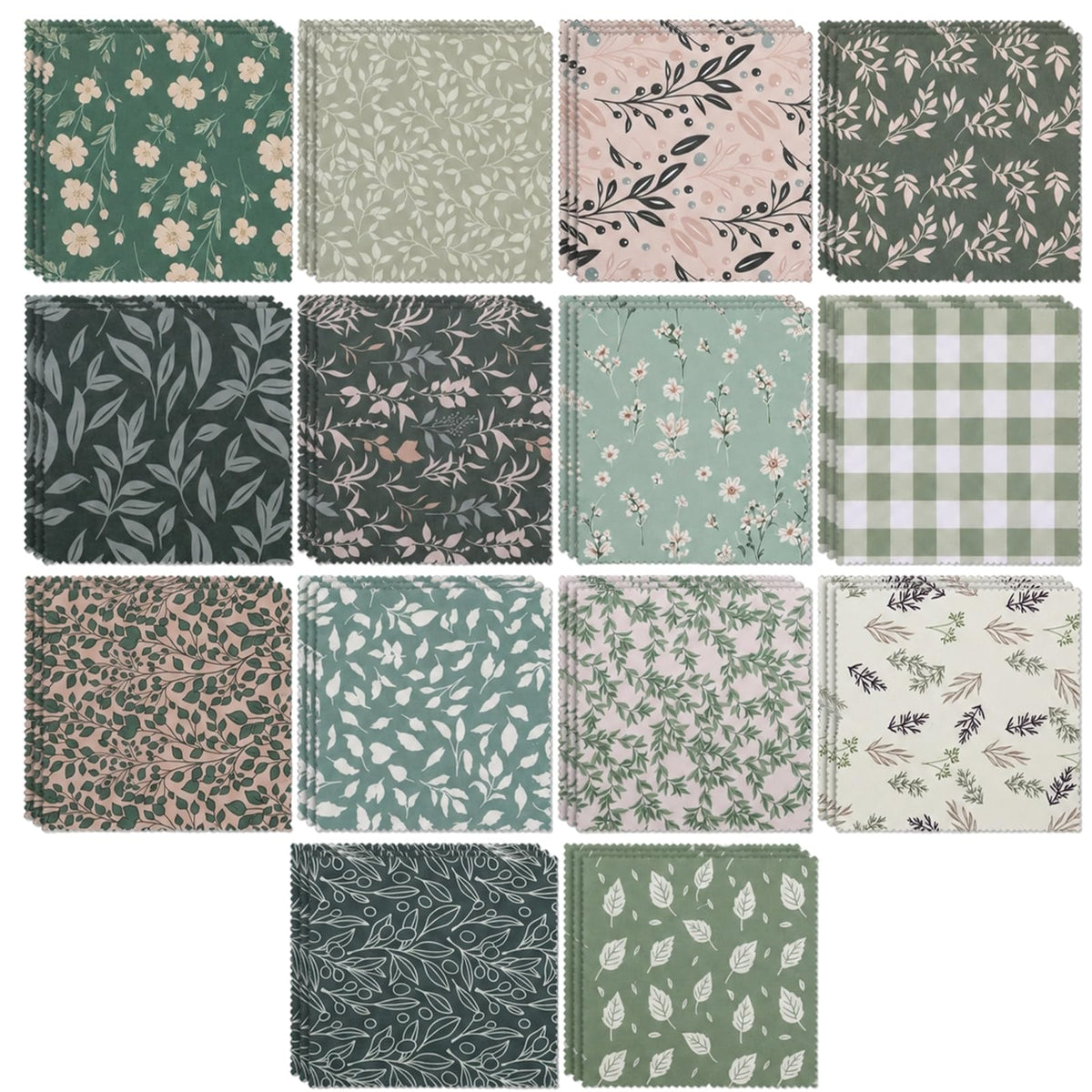 42Pcs Quilting Fabric Squares 5 x 5Inch Polyester-Cotton Fabric Bundles