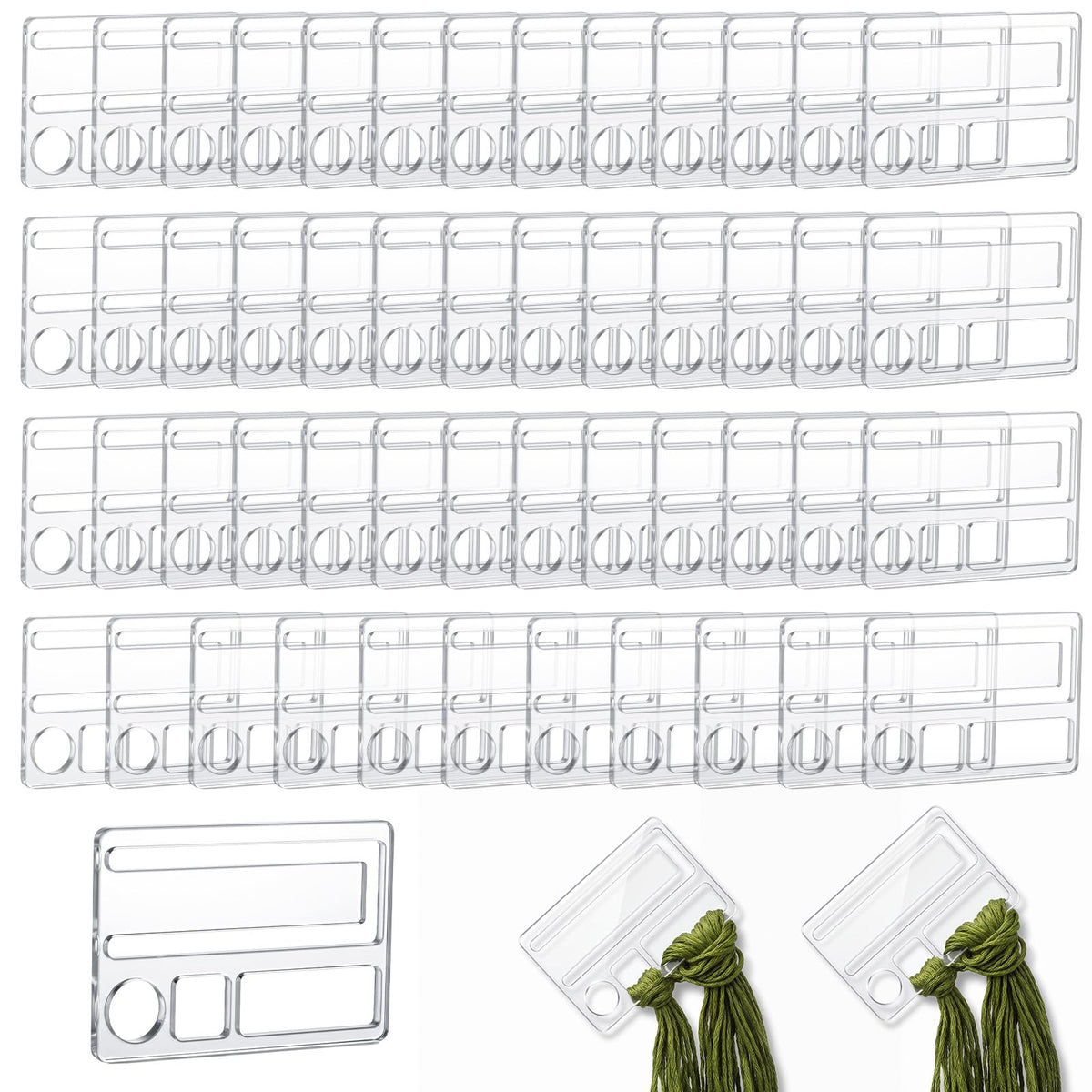 50Pcs Embroidery Floss Bobbins, Clear Acrylic Cross Stitch Floss Organizer