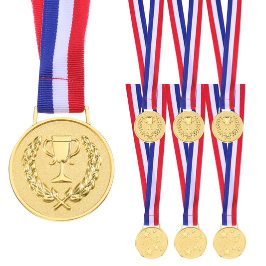 Dimioaoa 6 Pcs Gold Winner Medals 1st Place Metal Award Medal with Ribbon
