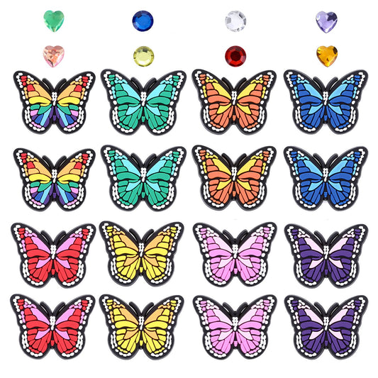 Lusofie 24pcs Butterfly Shoe Charms Fits for Shoe Decorations for Shoes Bracelets Wristbands Colors Cute PVC
