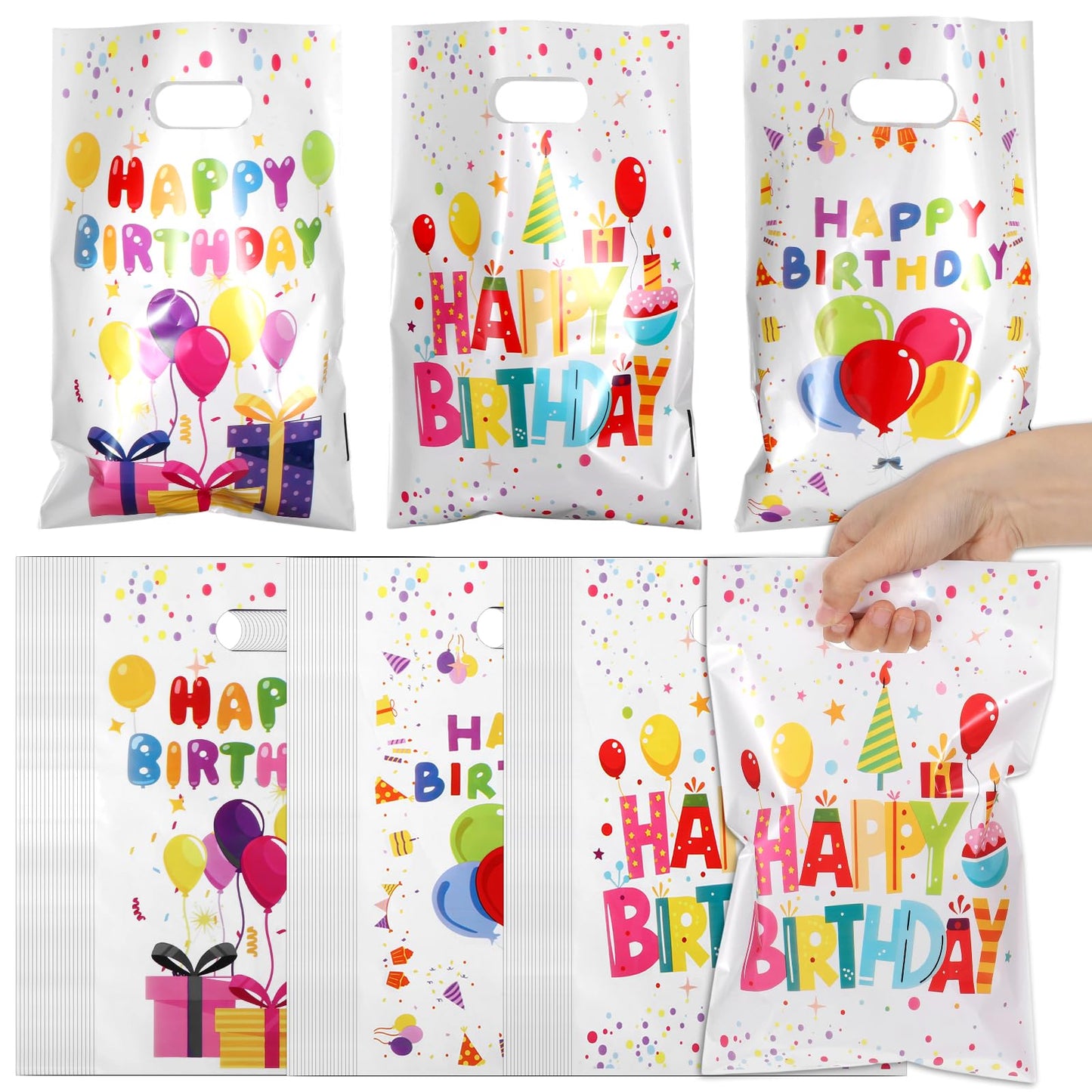 60Pcs Happy Birthday Party Gift Bags, 6.42 X 9.84 Inch Birthday Goodie Bags