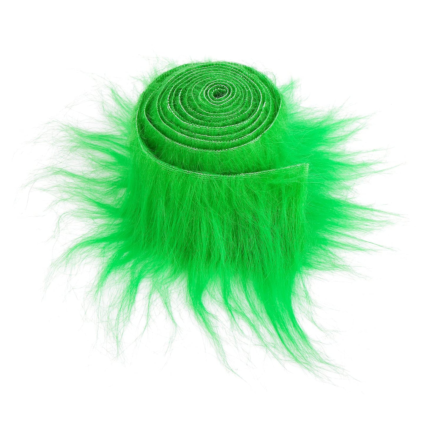 Lusofie 1Pc Shaggy Plush Faux Fur Fabric Precut Strips 2x60inch Green Fur Fluffy Fuzzy Craft Fur for Gnomes Beard Santa Claus Hair Dwarf Cosplay Costume DIY Craft Christmas Decoration