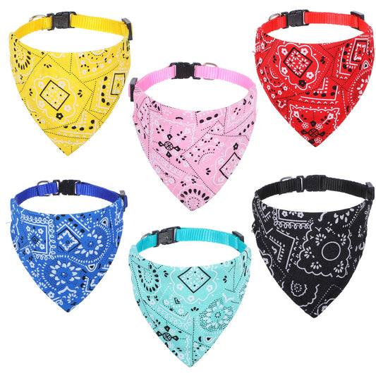 Fiyooau 6 Pcs Cat Bandana Collar Adjustable Puppy Bandana with Safety Buckle Boho Kitten Bandanas Pet Triangle Scarf for Daily Wear and Holiday Photos