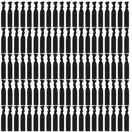 100Pcs No Crease Flat Hair Ties Knotted Ponytail Holders No Break Hair Bands Elastic Ribbon Hair Ties for Women Girls(Black)