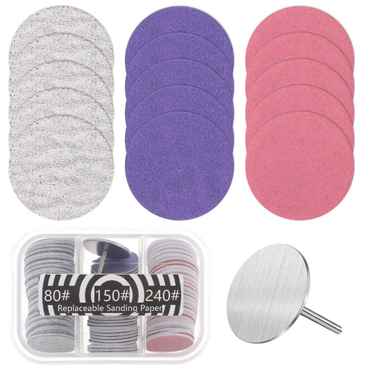 75 Pcs Sanding Pads,Sanding Discs with Metal Nail Drill Bit 25mm, Sanding Discs Pad Variety Kit for Nail Drill,Nail File Drill for Dead Skin Foot Callus Remover