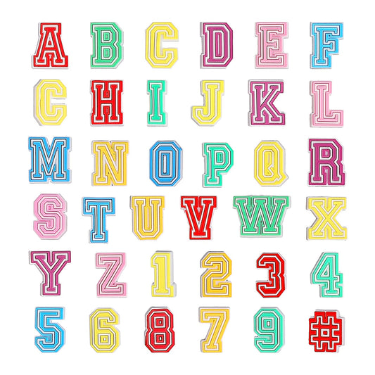 Lusofie 37 Pieces Colour Letters Numbers Shoe Charms, A-Z Letters & 0-9# Numbers Clog Charms DIY Shoes Pins for Boy Girl Teens Men Women and Adults
