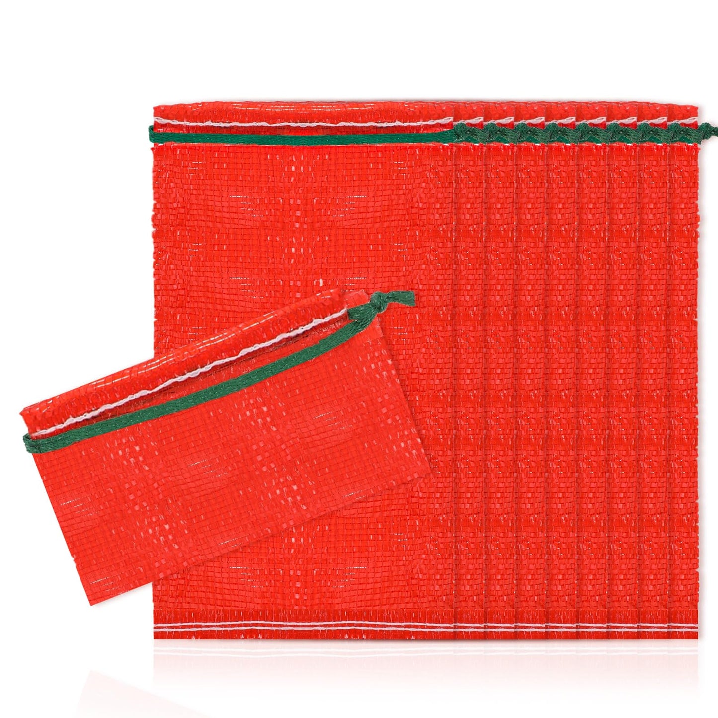 10Pcs Red Mesh Onion Bags 18"×10" Breathable Vegetable Storage Net Bags With Drawstring Plastic Potato Bags Reusable Mesh Bags for Vegetables Fruits Vegetables Seafood Storage