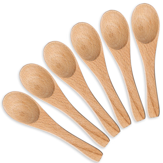 6pcs Small Wooden Spoons for Jars 3.93 Inch Handmade Mini Wooden Spoon Tiny Spoons for Spices Jars Sugar Salt Sauce Honey Multi-Purpose Little Spoon for Kitchen
