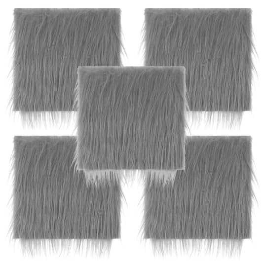 Lusofie 5Pcs Faux Fur Square Fabric 10 x 10 Inch Grey Fur Fabric Shaggy Fur Patches Fabric Cuts Craft Fur for Gnomes Christmas Decors Sewing Costume