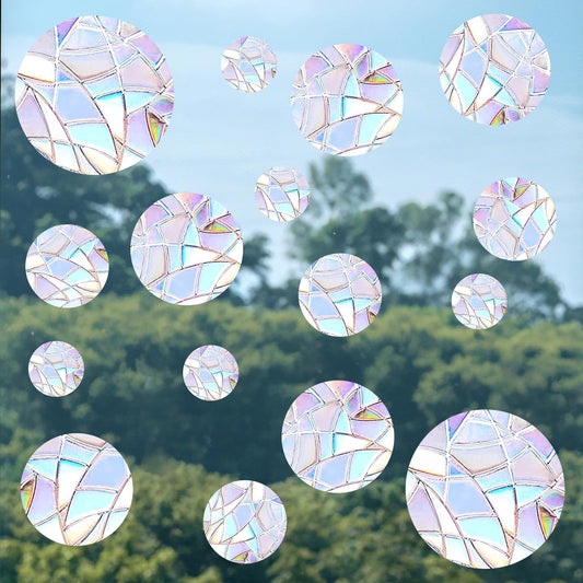 65 Pieces Circle Window Clings Anti-Collision Window Decals to Save Birds from Window Collisions Window and Door Stickers Window Decals for Glass Windows Rainbow Stickers Clings for Glass