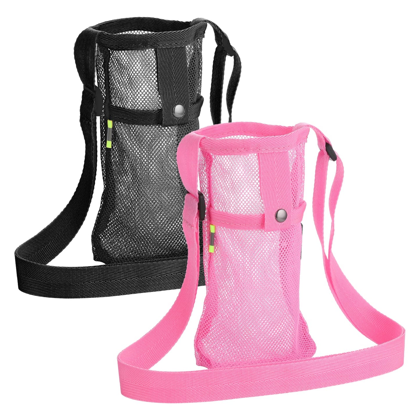 Lusofie 2Pcs Water Bottle Sling Strap Summer Mesh Water Bottle Carrier Sleeve Carrying Pouch Holder with Adjustable Shoulder Strap for Beach Hiking Camping Walking Sports Gym(12cm/4.72in)