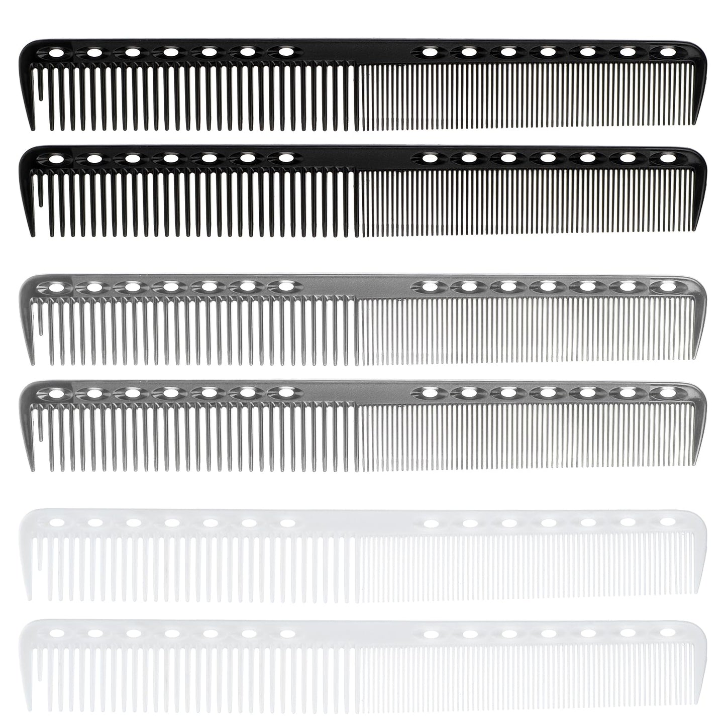 6Pcs Carbon Fiber Combs Professional Fine Tooth Comb Heat Resistant Comb Salon Hair Combs for Woman and Man(Black, Grey, White)(Black, Grey, White)