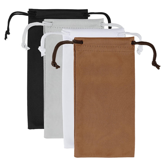 Tucnoeu 4Pcs Glasses Pouch Microfiber Soft Sunglasses Pouch Eyeglass Pouch With Drawstring Assorted Colors for Men & Women