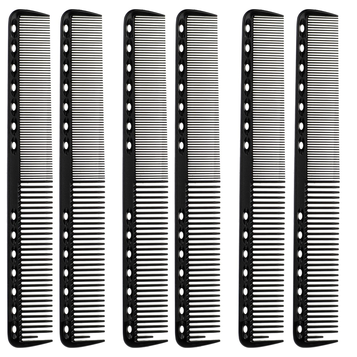 6Pcs Cutting Combs for Hair Stylist Professional Carbon Fine Cutting Comb Heat Resistant Carbon Fiber Salon Hairdressing Comb for Men (Black)