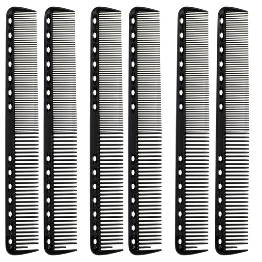 6Pcs Cutting Combs for Hair Stylist Professional Carbon Fine Cutting Comb Heat Resistant Carbon Fiber Salon Hairdressing Comb for Men (Black)