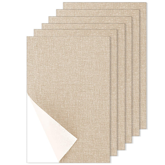 6 Pcs Beige Linen Repair Patches 15 X 10cm Car Seat Repair Kit Linen Canvas Fabric Repair Patch Self-Adhesive Fabric Patch for Sofas, Furniture, Bags, Lounge Chairs,Car Seats (Beige)