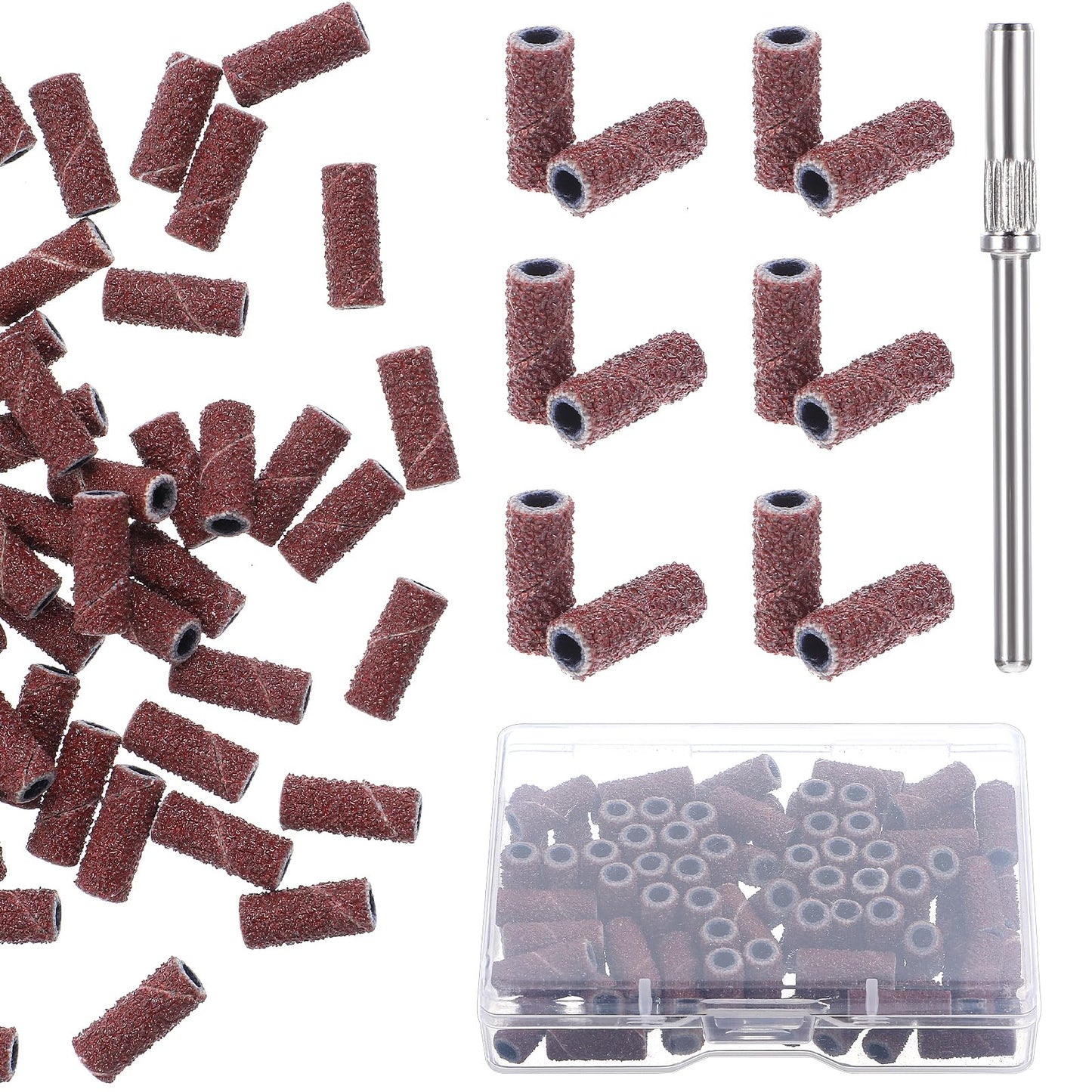 80 Pcs Mini Sanding Bands for Nail Drill with Mandrel Bit 3mm Small Sanding Band Nail Drill Bit Fine Grit Nail Drill Sanding Bands for Acrylic Nails Gel Manicure and Pedicure Supplies(80 Grit, Brown)