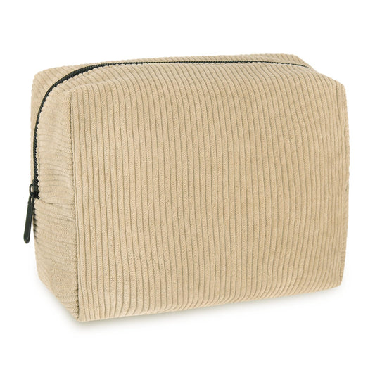 Portable Corduroy Makeup Bag with Zipper Small Makeup Bag for Purse Versatile Travel Cosmetic Bag Makeup Pouch Toiletry Bag Zipper Make Up Bag Makeup Brushes Storage Bag for Women Girls(Beige)