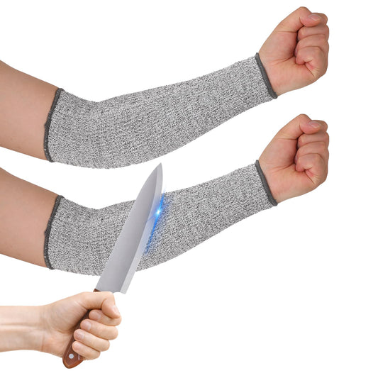 Josojoou Cut Resistant Sleeves Protective Sleeves for Arms Gardening Sleeve with Thumb Hole for Women Men(Gray), Gray, 11.8x4in