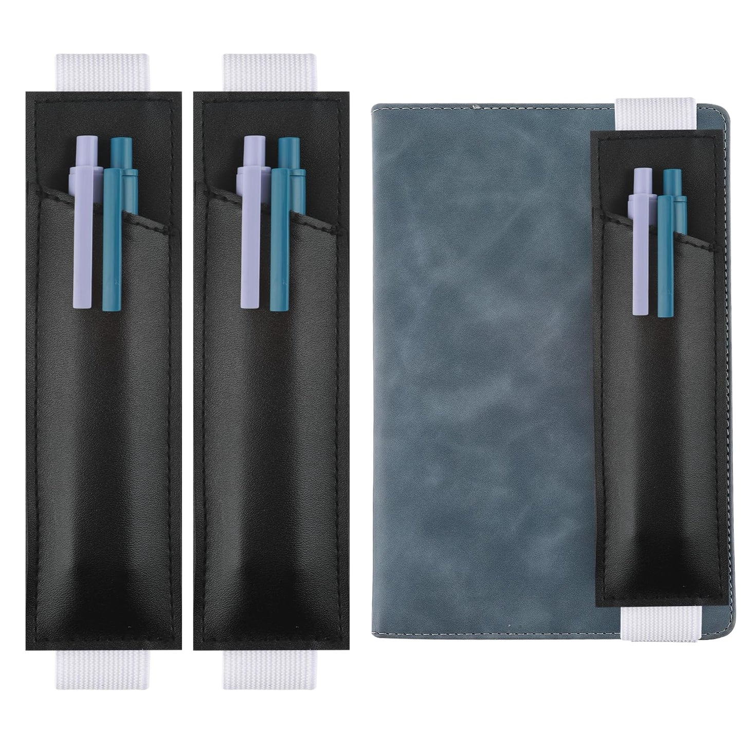 Tucnoeu 2Pcs Adjustable Pen Holder For Notebook Leather Pen Sleeve,Journal Pen Holder with Elastic Band Suitable for Hardcover,Notebooks,Books