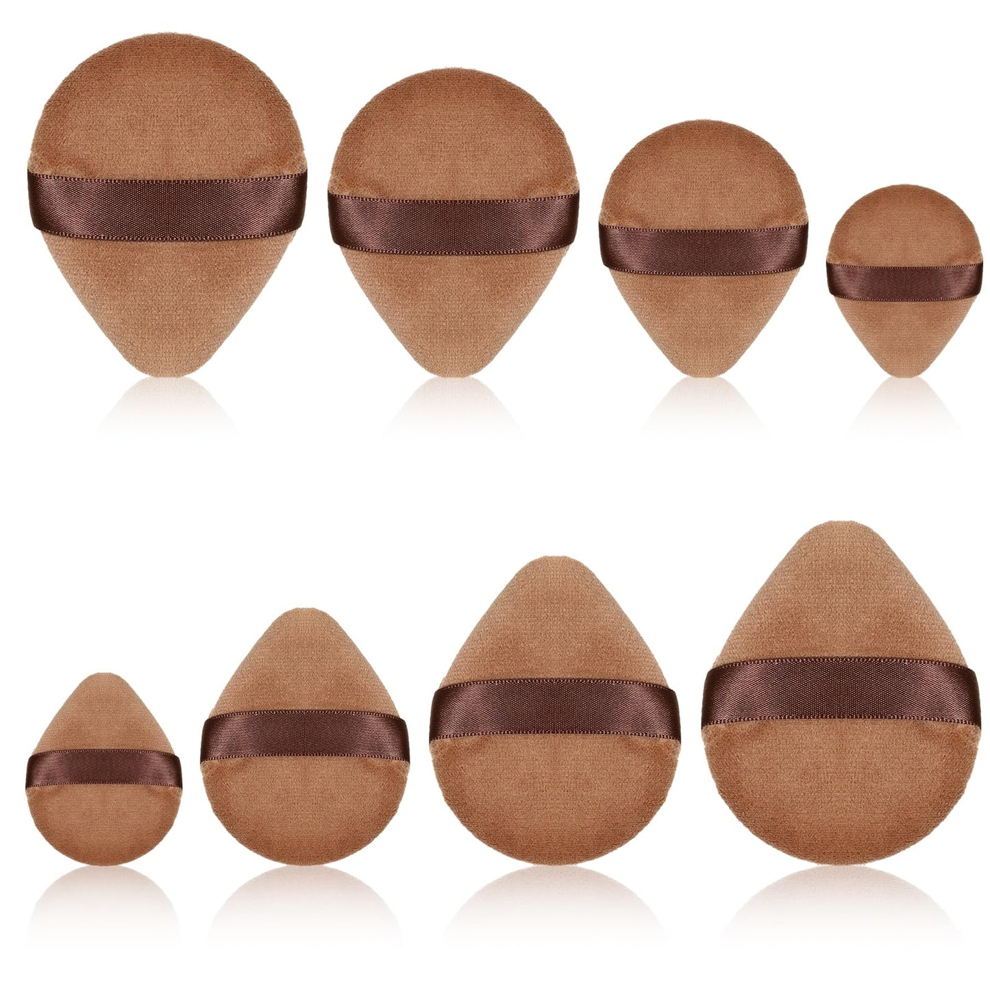 8 Pcs Velvet Powder Puff for Face Powder Brown Triangle Beauty Blender Sponge Halo Glow Powder puff Soft Setting Powder Puff for Makeup Beginners Professional Makeup Artist Elf Puff (Teardrop)