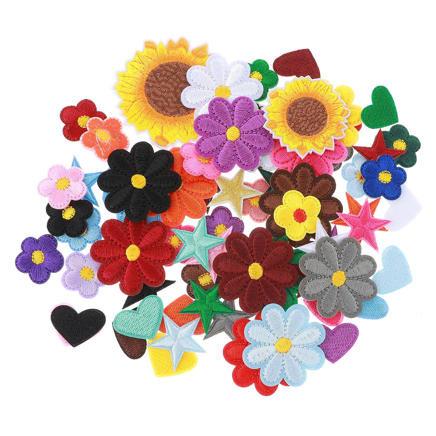 73Pcs Daisy Iron On Patches Sunflower Patches Sew on Patches Embroidery Patches Floral Embroidery Applique Colorful DIY Repair 5 Style Mixed Patches for Clothing,Jeans,Backpacks,Hats,Arts Crafts