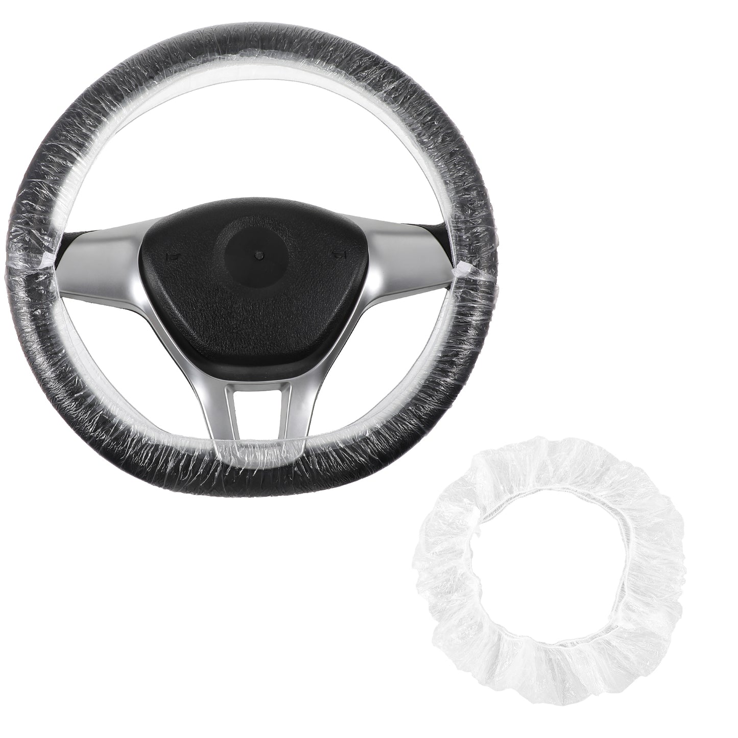 100pcs Disposable Steering Wheel Covers, Disposable Car Steering Wheel Cover for Avoiding Scuffs & Scratches, PE Transparent Steering Wheel Protector Universal Car Steering Wheel Cover Accessories