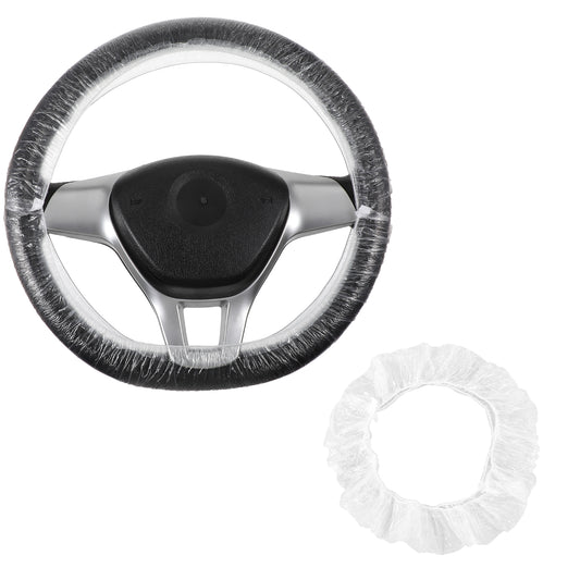 100pcs Disposable Steering Wheel Covers, Disposable Car Steering Wheel Cover for Avoiding Scuffs & Scratches, PE Transparent Steering Wheel Protector Universal Car Steering Wheel Cover Accessories