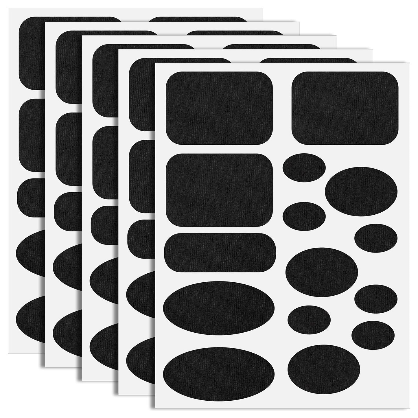 Tucnoeu 5 Sheets/75pcs Down Jacket Repair Patch,5 Sizes Black Self Adhesive Iron on Patch,Waterproof Fabric Repair Patch,for Coat Clothing Tent Sleeping Bags Ski Pants Holes Fixing