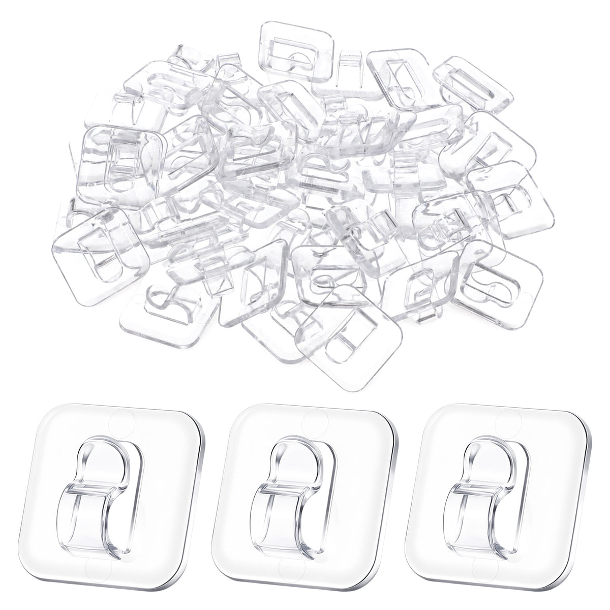 50PCS Clear String Light Hooks with Adhesive Strips, Christmas Light Clips