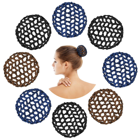 Lusofie 8 Pieces Girls Hair Bun Cover Ballet Hair Bun Net Dance Hair Nets For Buns Elastic Bun Holders For Women's Hair