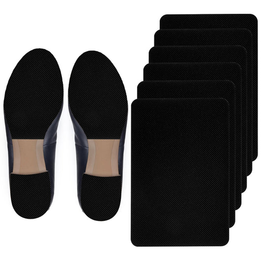 6pcs Non Slip Shoe Pads for Bottom of Shoes,Black Silicone Shoe Sole Protector,Self-Adhesive Non Slip Shoe Pads,High Heel Bottom Protectors (6.0" x 4.0")