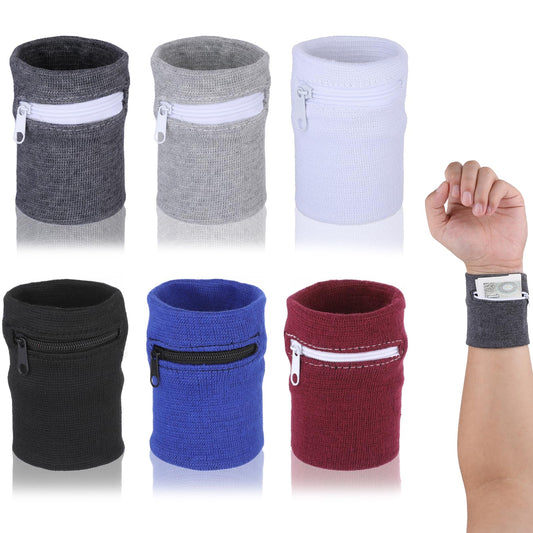 Lusofie 6Pcs Zipper Wrist Wallet Sport Wrist Pouch Colorful Wrist Pouch For Women Unisex Wrist Bands For Sweat Comfortable Sweatband For Running Walking Jogging Travel Keys Id Cards Bill Coin Storage