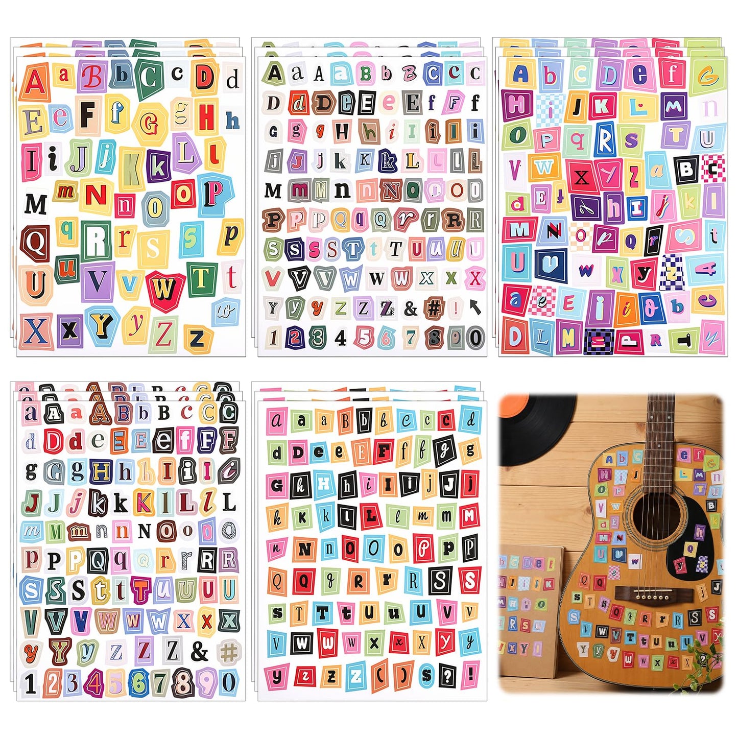 15 Sheets Magazine Letter Stickers, Vintage Small Letter Stickers