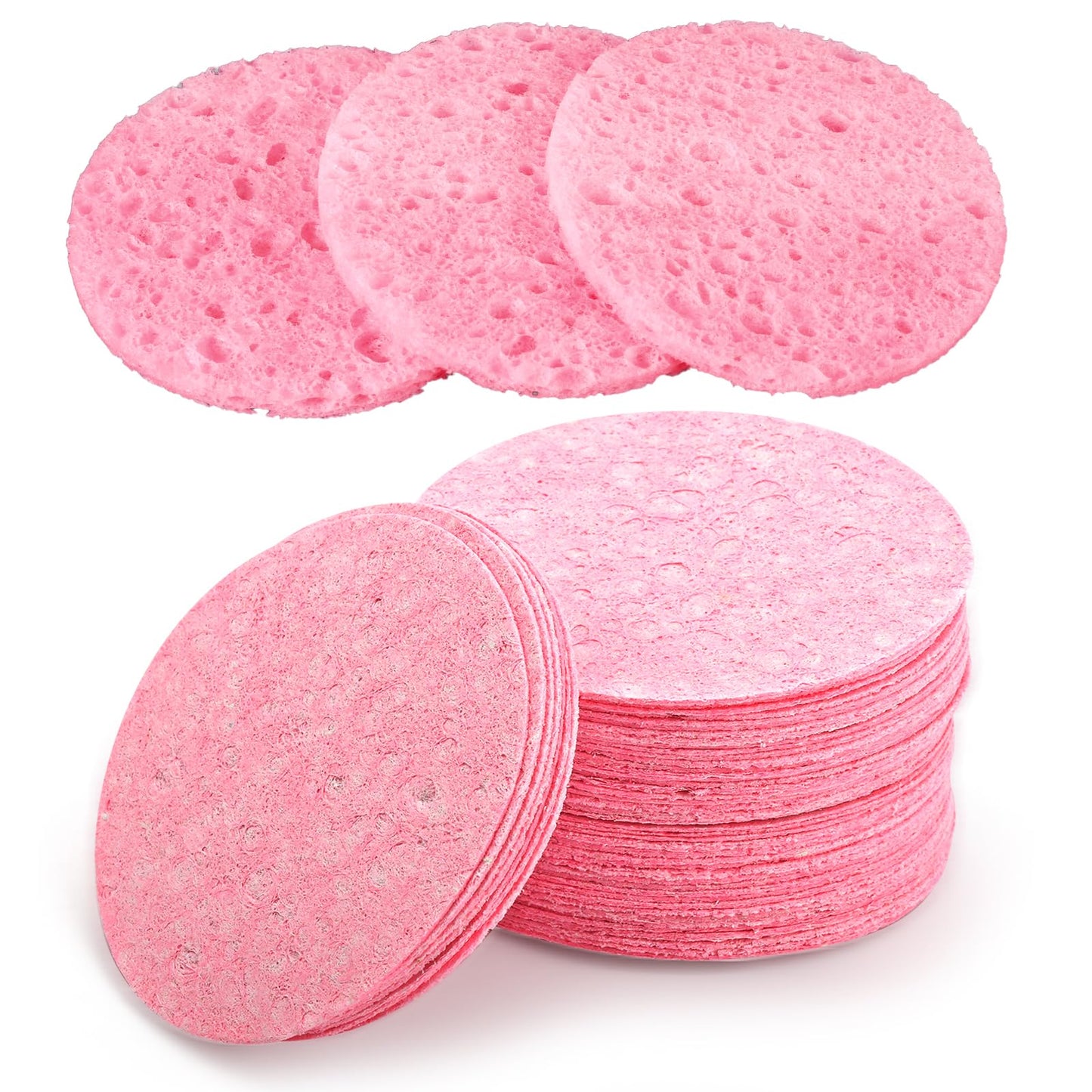 Compressed Facial Sponges 50 Pieces Disposable Expedient Travel Face Sponges for Cleansing Exfoliating Makeup Estheticians Spa(Pink)