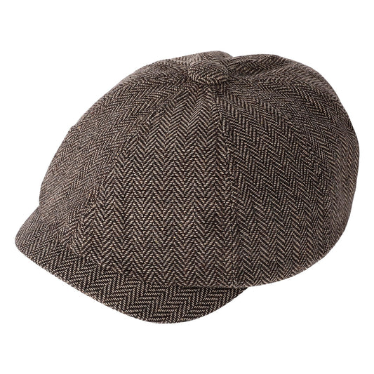 Yolev Men Wool Blend Newsboy Cap 8 Panel Hat Tweed Cap Herringbone Cabbie Flat Cap for Men Flat Cap Irish Cabbie Gatsby Cap Fishing Cap Golf Cap Black