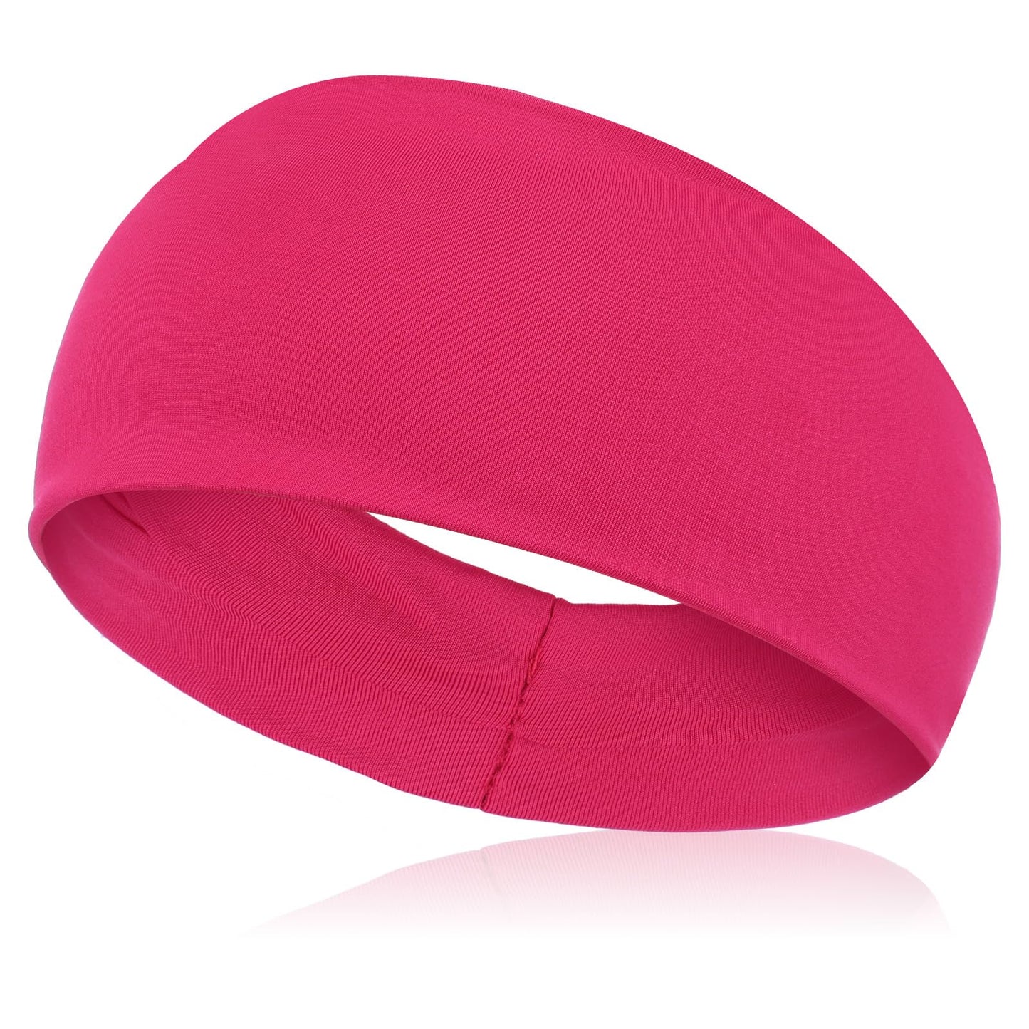 HaiFafafaing 80s 90s Neon Hot Pink Headband for Women,Wide Solid Sports Headband,Non-slip Elastic Headbands for Glow Party,Halloween Costumes Outfits, Retro Party Cospaly,Yoga, Workout, Running