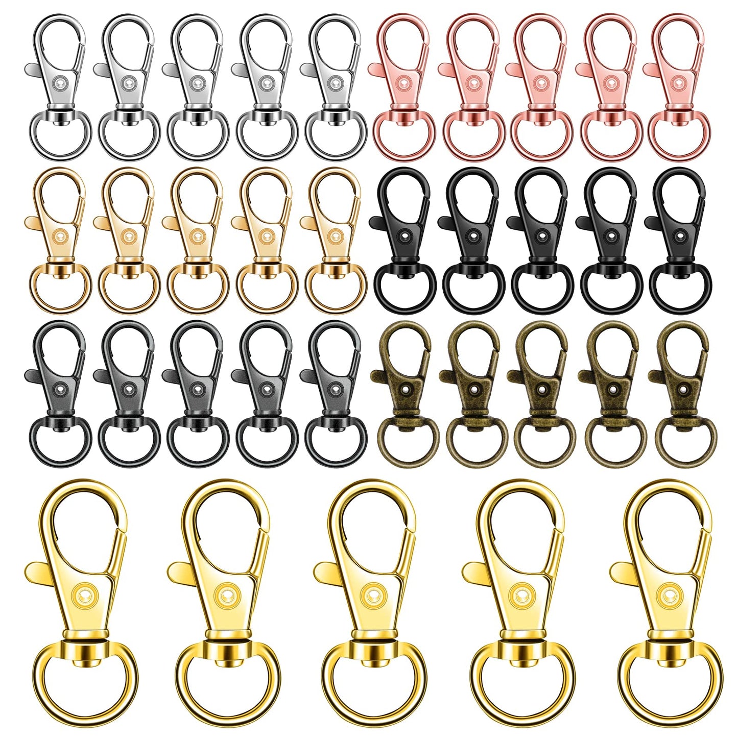 Yolev 35PCS Rotating Lobster Clasp Rotating Lobster Keychain Rotating Trigger Spring Hook Lobster Claw Clasp for Wallets, Lanyards, Jewelry, DIY Craft Supplies (7 Colors)