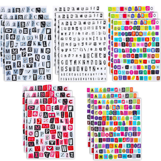 Vintage Magazine Letter Stickers 15 Sheets -Alphabet Stickers for Scrapbooking, Junk Journaling, Laptop & Water Bottle Decor, Small Number Sticker for DIY Crafts, Supplies
